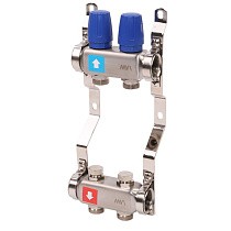 Коллекторная группа из нержавеющей стали DN 25-2 выхода G-3/4'' без расходомеров, без дренажного крана и воздухоотводчика, евроконус MVI MS.402.06 купить в Кемерово | "Проконсим"