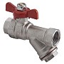 Кран латунный шаровой MVI BV.632 DN 15 PN 25 с фильтром никелированный полнопроходной муфта-муфта бабочка купить в Кемерово | "Проконсим"
