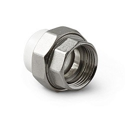  Муфта комбинированная ПП 20-1/2'' PN 25, с накидной гайкой, белая, Pro Aqua PA29008  (251239803) со склада Проконсим в Кемерово