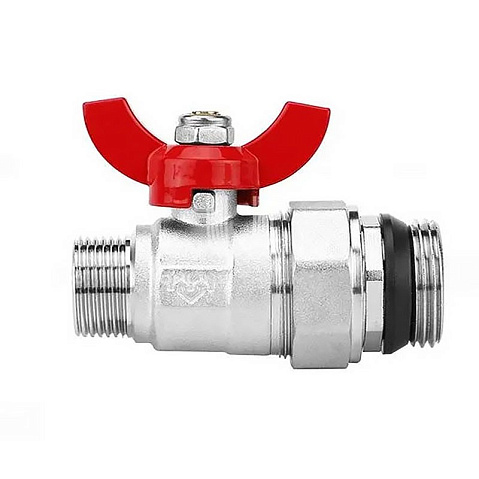 Кран шаровой латунный DN 25 PN 10 никелированный прямой  для коллектора (2 шт.) Varmega VM15951 купить в Кемерово | "Проконсим"