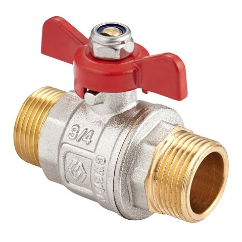 Краны латунные шаровые DN 15-25 PN 40 никелированные бабочка штуцер-штуцер MVI BV.515 купить в Кемерово | "Проконсим"