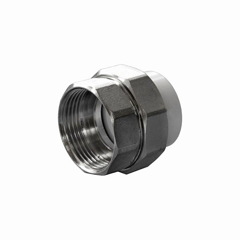 Муфтаразъемная ПП 25-1/2''  с внутренней резьбой белая Политэк купить в Кемерово | "Проконсим"