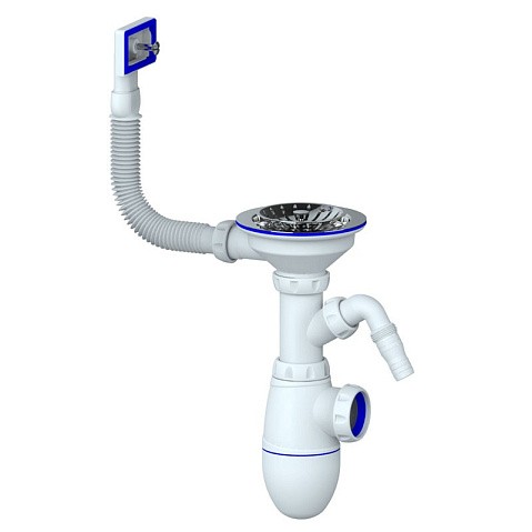 Сифон для мойки Unicorn В430V, без отвода, 3 1/2'' х40 с отводом для стиральной машины, прямоугольный перелив купить в Кемерово | "Проконсим"