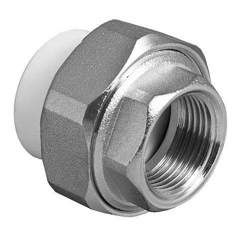 Муфта комбинированная ПП 20-1/2'' PN 25 разъёмная с внутренней резьбой белая VALFEX  купить в Кемерово | "Проконсим"