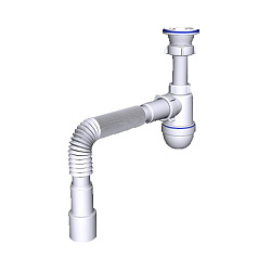  Сифон для умывальника-мойки бутылочный АНИ C0115 1 1/2 с гибкой трубой 40/50 (421100853) со склада Проконсим в Кемерово