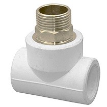 Тройники ПП DN 40-50 PN 25 комбинированные под ключ с наружной резьбой белые РТП купить в Кемерово | "Проконсим"