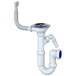  Сифон для мойки Unicorn Y431V, 3 1/2'' х40 без отвода, чаша из нержавеющей стали с отводом для стиральной машины, круглый перелив (930152088) со склада Проконсим в Кемерово