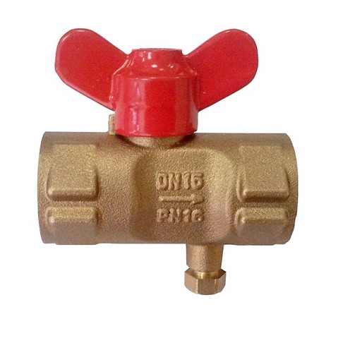 Кран латунный шаровой 11Б27п(М)1 DN 15 PN 16 трёхходовой под манометр G1/2"-М20х1,5 муфта-муфта бабочка Пензапромарматура купить в Кемерово | "Проконсим"