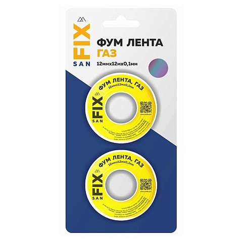 Лента ФУМ SANFIX 12мм х12м х0,1мм 0,7г/см3, для газа 2 катушки в блистере купить в Кемерово | "Проконсим"