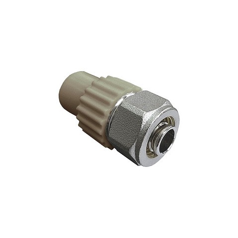 Муфта комбинированная для соединения PPR-PE-AL-PE труб 20x16 PN 25 серая VALFEX купить в Кемерово | "Проконсим"