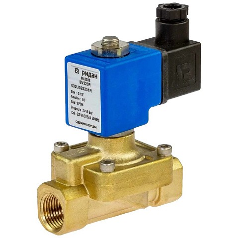 Клапаны электромагнитные DN 15-50 PN 12-16 латунные 220В нормально закрытые EPDM РИДАН EV220R купить в Кемерово | "Проконсим"