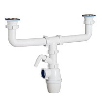 Сифон для двойной мойки бутылочный ORIO K-4059 1 1/2 выпуски нж D70, с 1 отводом купить в Кемерово | "Проконсим"