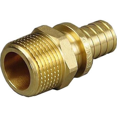 Муфта латунная для PEX труб 16-3/4'' PN 10 под надвижную гильзу с наружной резьбой ONE PLUS купить в Кемерово | "Проконсим"