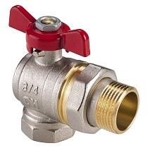 Краны латунные шаровые DN 15-50 PN 25 никелированные угловой бабочка муфта-штуцер американка MVI AquaHit BV.322.05 купить в Кемерово | "Проконсим"