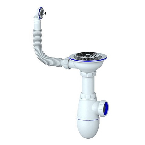 Сифон для мойки Unicorn В411, без отвода, 3 1/2'' х40 чаша из нержавеющей стали, круглый перелив купить в Кемерово | "Проконсим"