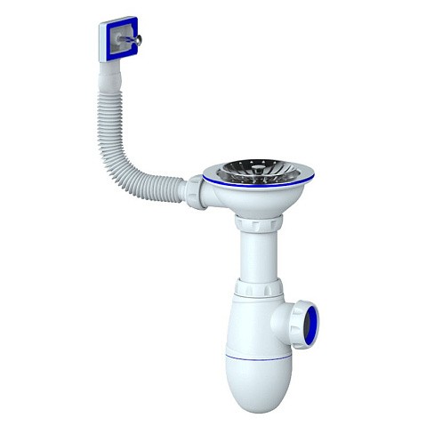 Сифон для мойки Unicorn В410P, без отвода, 3 1/2'' х40 чаша из нержавеющей стали, прямоугольный перелив купить в Кемерово | "Проконсим"