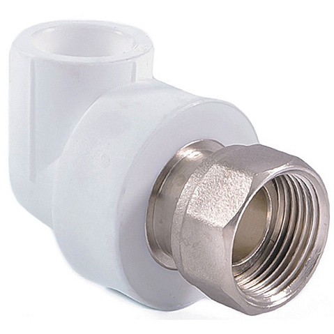 Угольник комбинированный ПП 20-1/2'' PN 25 с накидной гайкой белый РТП 14265 купить в Кемерово | "Проконсим"