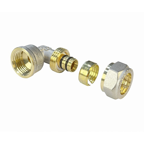 Угольник латунный для PEX труб 20-1/2'' PN 10 обжимной никелированный Valfex VF.352.N  купить в Кемерово | "Проконсим"