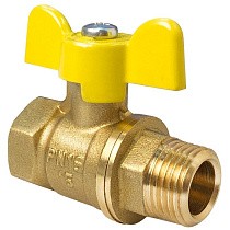 Краны латунные шаровые газовые 11Б27фтМ DN 15-32 PN 40 бабочка муфта-штуцер Valfex.278.LB3 купить в Кемерово | "Проконсим"