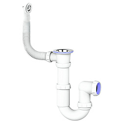  Сифон для мойки Unicorn Y421, 1 1/2'' х40 без отвода, чаша из нержавеющей стали, круглый перелив (930152086) со склада Проконсим в Кемерово
