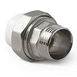  Муфта комбинированная ПП 20-1/2'' PN 25, разъёмная, с наружной резьбой, белая, Pro Aqua PA21008  (251239701) со склада Проконсим в Кемерово