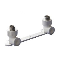Угольник установочный ПП 25-1/2'' двойной с наружной резьбой белый Политэк купить в Кемерово | "Проконсим"