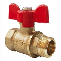 Краны латунные шаровые 11Б27фт1М DN 15-20 PN 40 бабочка муфта-штуцер Valfex Optima.218.LOB1 купить в Кемерово | "Проконсим"