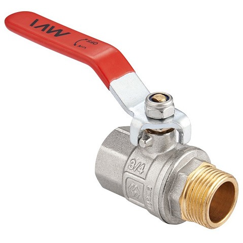 Кран латунный шаровой MVI BV.512 DN 15 PN 40 никелированный полнопроходной муфта-штуцер рычаг купить в Кемерово | "Проконсим"
