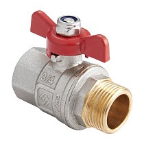 Краны латунные шаровые DN 15-25 PN 40 никелированные бабочка муфта-штуцер MVI BV.514 купить в Кемерово | "Проконсим"