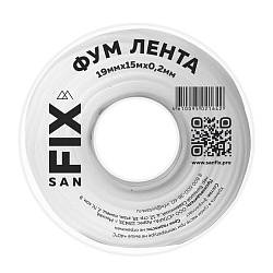 картинка Лента ФУМ SANFIX 19мм х15м х0,2 мм 0,3г/см3 на катушке интернет-магазин оптовых поставок Проконсим являющийся официальным дистрибьютором в России 