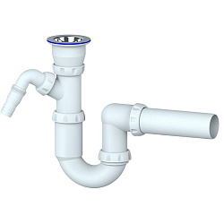  Сифон для умывальника Unicorn Y310V, 40х40 прямой отвод, 1 1/2'' х40 чаша из нержавеющей стали с отводом для стиральной машины (930152078) со склада Проконсим в Кемерово