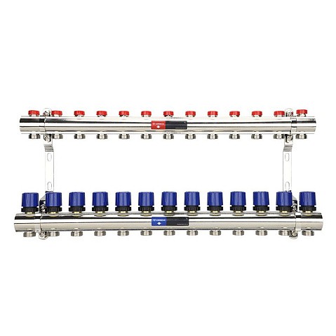 Коллекторная группа из латуни DN 25-13 вых. G-3/4'' евроконус, без расходомеров, без дренажного крана и воздухоотводчика VARMEGA VM15813 купить в Кемерово | "Проконсим"