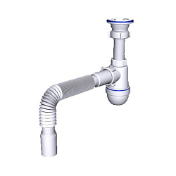 Акция! Сифон для умывальника-мойки бутылочный АНИ C0105 1 1/2 с гибкой трубой 40 (421100851) со склада Проконсим в Кемерово