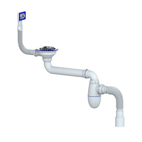 Сифон для умывальника Unicorn ВС22, 40х50 гибкий отвод, 3 1/2'' х40 чаша из нержавеющей стали, прямоугольный перелив купить в Кемерово | "Проконсим"