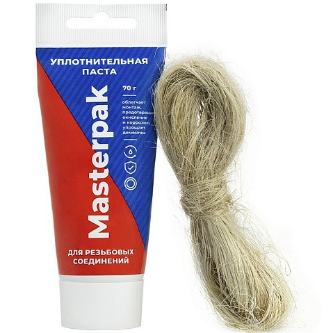Набор уплотнительный паста +лён для воды, пара 70гр+14гр Masterpak купить в Кемерово | "Проконсим"
