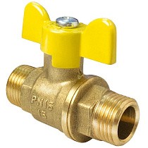 Краны латунные шаровые газовые 11Б27фтМ DN 15-20 PN 40 бабочка штуцер-штуцер Valfex.279.LB3 купить в Кемерово | "Проконсим"