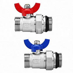  Кран шаровой латунный Varmega VM15951 никелированный прямой DN25 PN16 для коллектора (2 шт.) (930422031) со склада Проконсим в Кемерово