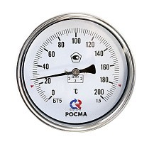 Термометр биметаллический РОСМА БТ-51.211, Ду 100, L 64, М20х1,5 осевой купить в Кемерово | "Проконсим"