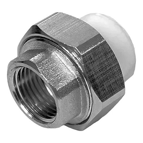 Муфта комбинированная ПП 20-1/2'' PN 25 разъёмная с внутренней резьбой белая РТП 10615 купить в Кемерово | "Проконсим"