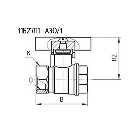 Кран латунный шаровой 11Б27п1 DN25 PN40 бабочка муфта-муфта БАЗ Standart купить в Кемерово | "Проконсим"