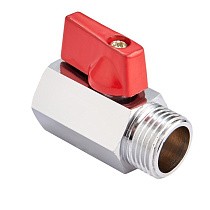 Кран латунный шаровой мини MVI BV.466 DN 15 PN 16 хромированный муфта-штуцер бабочка купить в Кемерово | "Проконсим"