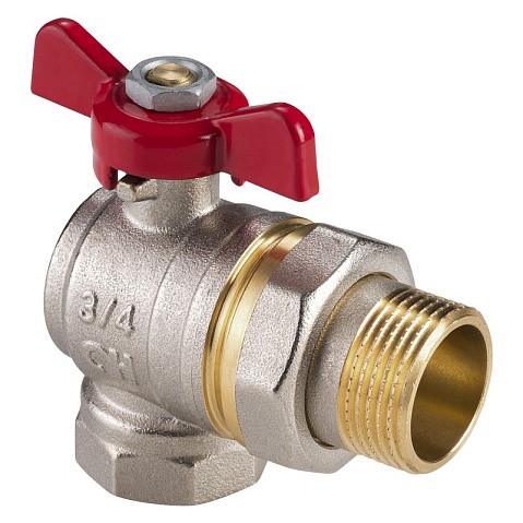 Кран латунный шаровой MVI AquaHit BV.322.04 DN 15 PN 25 бабочка американка полнопроходной угловой никелированный купить в Кемерово | "Проконсим"