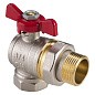 Кран латунный шаровой MVI AquaHit BV.322.04 DN 15 PN 25 бабочка американка полнопроходной угловой никелированный купить в Кемерово | "Проконсим"